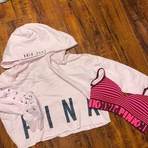 Selling PINK Victoria Secret duo! Sports bra & sweater for lounge wear!